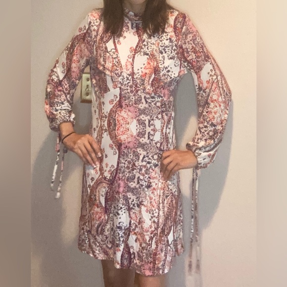 Free People Boho Ivory Long Sleeve Midi Dress Size S - Picture 3 of 12